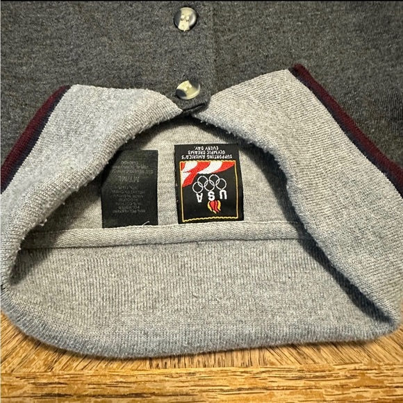 Vintage JC Penney Olympics USA Collared Sweatshirt Gray Burgundy Blue Size M - Picture 3 of 5